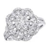 Vintage 18K White Gold Flower Cluster Diamond Ring For Women 1.25ct By Luxurman