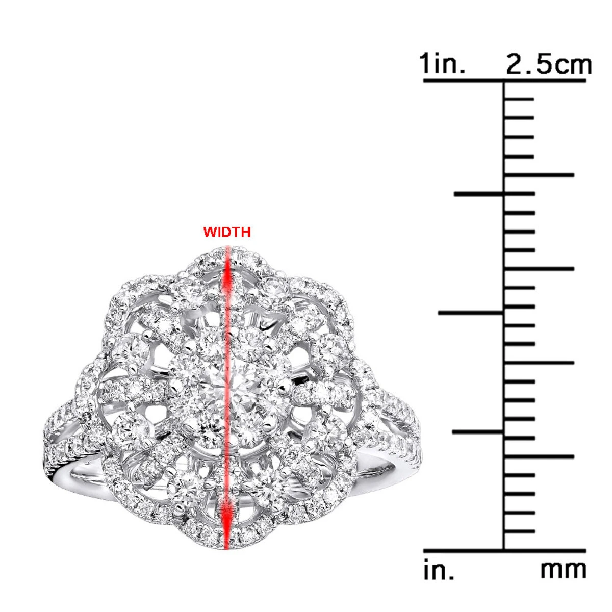 Vintage 18K White Gold Flower Cluster Diamond Ring For Women 1.25ct By Luxurman 10 Vintage 18K White Gold Flower Cluster Diamond Ring For Women 1.25ct By Luxurman - Image 10