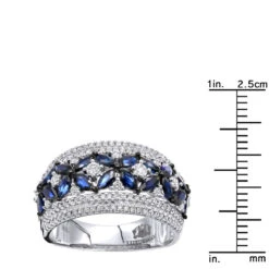 Women's Designer Cocktail Ring 2.2Ct Diamond And Sapphire Band 14K White Gold 11 Women's Designer Cocktail Ring 2.2Ct Diamond And Sapphire Band 14K White Gold -Urban Jewels Shop jewelry womens designer cocktail ring 22ct diamond and sapphire band 14k gold rulerwh