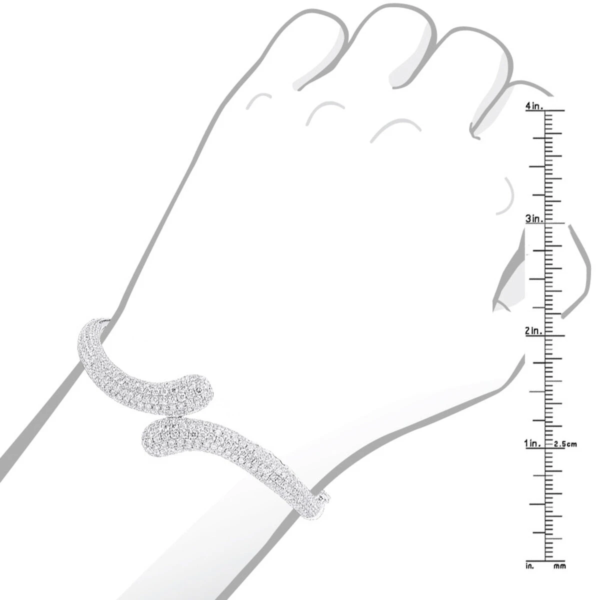 Women's Diamond Snakes Bangle Bracelet 18K White Gold By Joe Rodeo 6.44Ct 7 Women's Diamond Snakes Bangle Bracelet 18K White Gold By Joe Rodeo 6.44Ct - Image 7