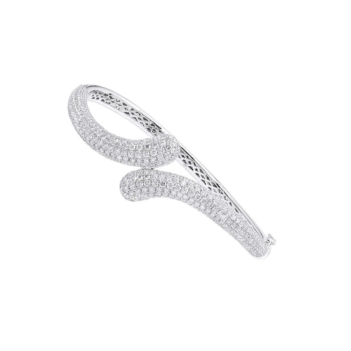 Women's Diamond Snakes Bangle Bracelet 18K White Gold By Joe Rodeo 6.44Ct 1 Women's Diamond Snakes Bangle Bracelet 18K White Gold By Joe Rodeo 6.44Ct