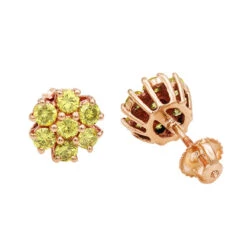 Women's Or Men's 1.5 Carat Yellow Diamonds Cluster Stud Earrings 14K Yellow Gold -Urban Jewels Shop jewelry womens or mens 15 carat yellow diamonds cluster stud earrings in 14k gold 407104 ro