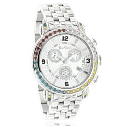 Unique Joe Rodeo White Yellow Red Blue Diamond Watch For Men 3.3ct