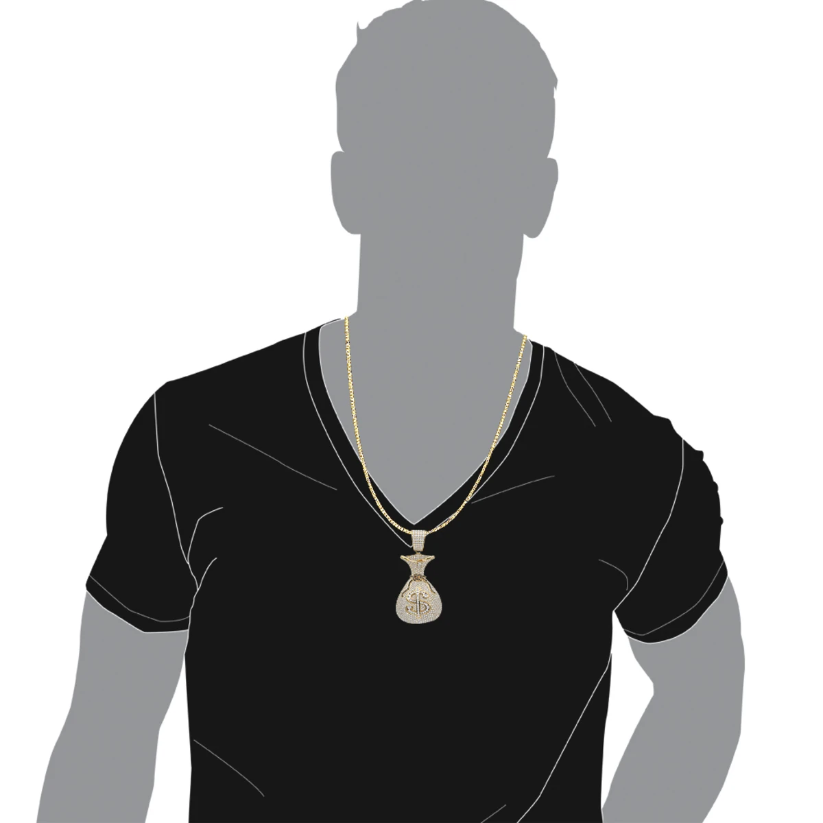 Joe Rodeo Hip Hop 14K Yellow Gold Diamond Money Bag Pendant For Men 13ct 7 Joe Rodeo Hip Hop 14K Yellow Gold Diamond Money Bag Pendant For Men 13ct - Image 7