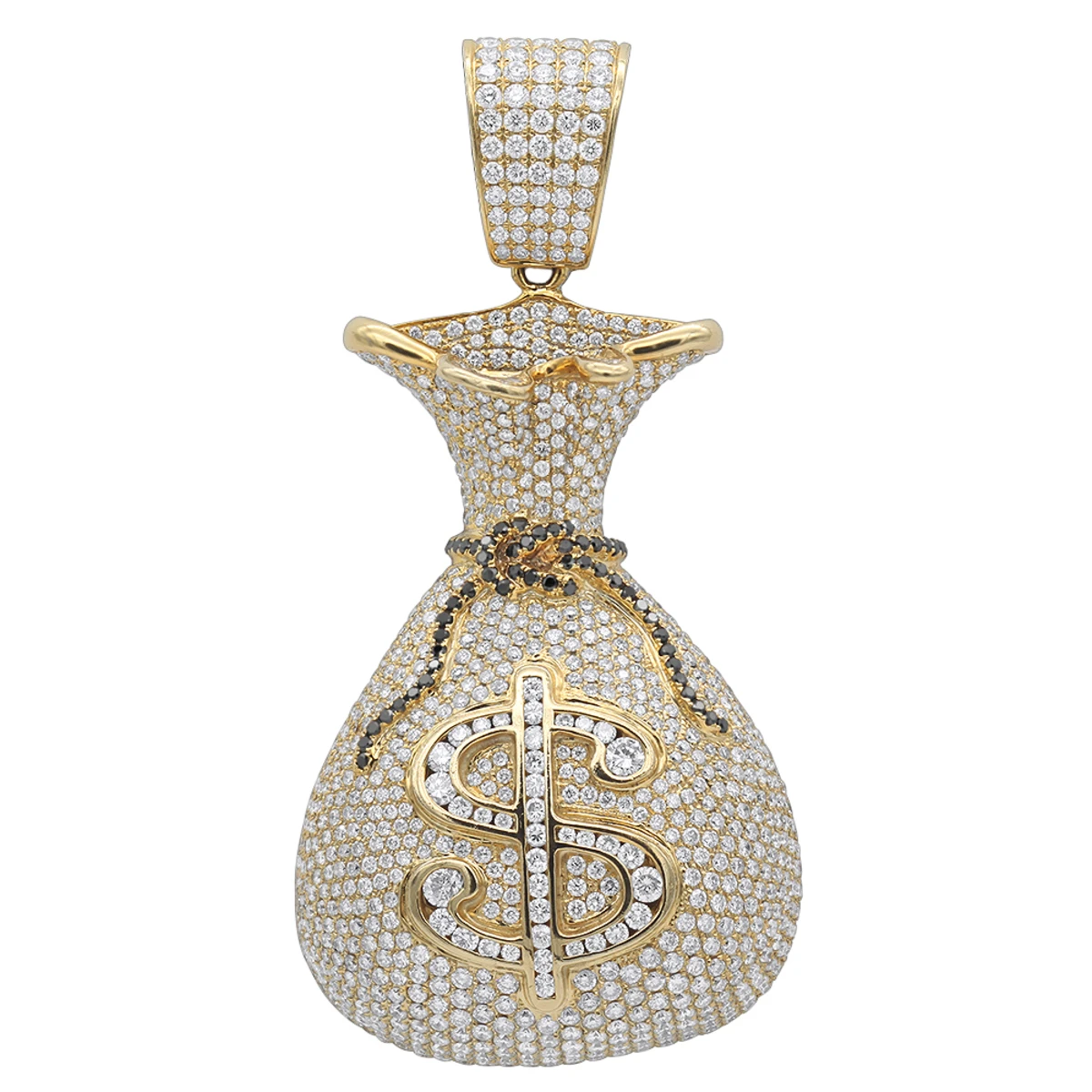 Joe Rodeo Hip Hop 14K Yellow Gold Diamond Money Bag Pendant For Men 13ct 1 Joe Rodeo Hip Hop 14K Yellow Gold Diamond Money Bag Pendant For Men 13ct