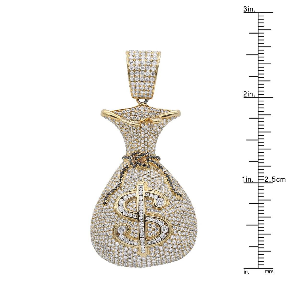 Joe Rodeo Hip Hop 14K Yellow Gold Diamond Money Bag Pendant For Men 13ct 8 Joe Rodeo Hip Hop 14K Yellow Gold Diamond Money Bag Pendant For Men 13ct - Image 8