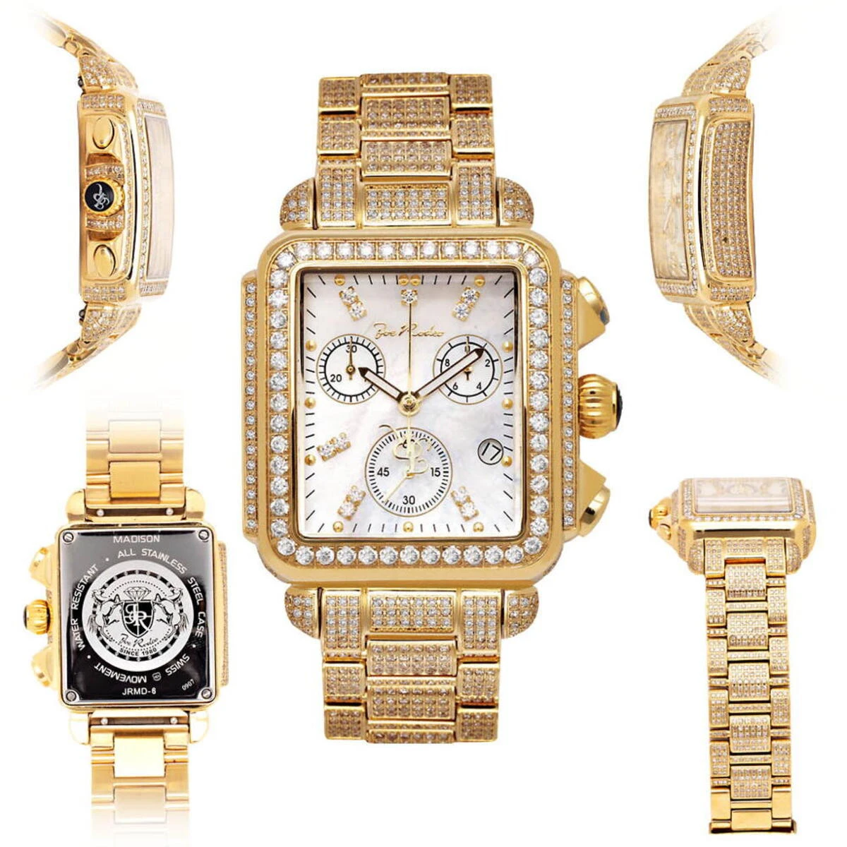 Joe Rodeo Madison Diamond Watch Yellow Gold Plated 10.25ct 6 Joe Rodeo Madison Diamond Watch Yellow Gold Plated 10.25ct - Image 6