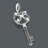 14K White Gold White Black Diamond Key Pendant 0.49ct
