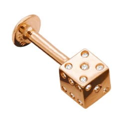Solid 14K Yellow Gold & Diamond Dice Labret Stud 14 Gauge -Urban Jewels Shop labret jewelry solid 14k gold dice stud 14 gauge p 35704 ro