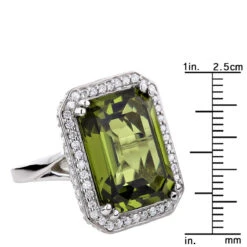 Ladies 14K White Gold Peridot Quartz Gemstone Diamond Cocktail Ring 1.75ct -Urban Jewels Shop ladies 14k gold peridot quartz gemstone diamond cocktail ring 175ct ruler white