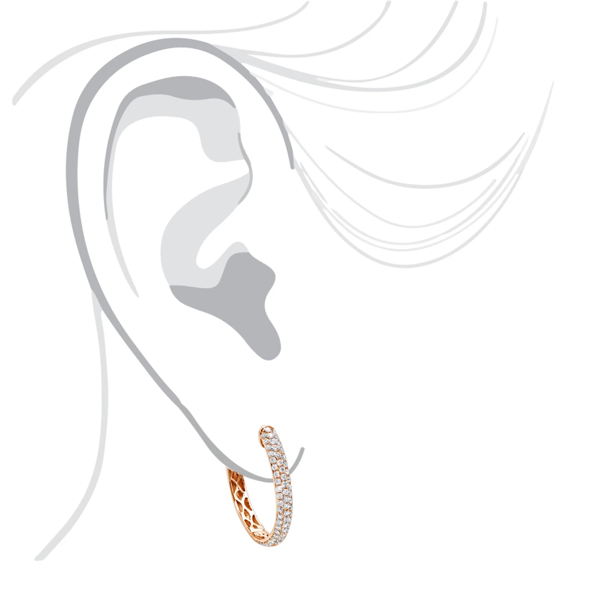 Ladies 14K White Gold 1 Inch Diamond Hoop Earrings Small 0.9ct 9 Ladies 14K White Gold 1 Inch Diamond Hoop Earrings Small 0.9ct - Image 9