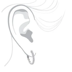 Ladies 14K White Gold 1 Inch Diamond Hoop Earrings Small 0.9ct 18 Ladies 14K White Gold 1 Inch Diamond Hoop Earrings Small 0.9ct -Urban Jewels Shop ladies 14k gold round diamond hoop earrings 09ct bodwh