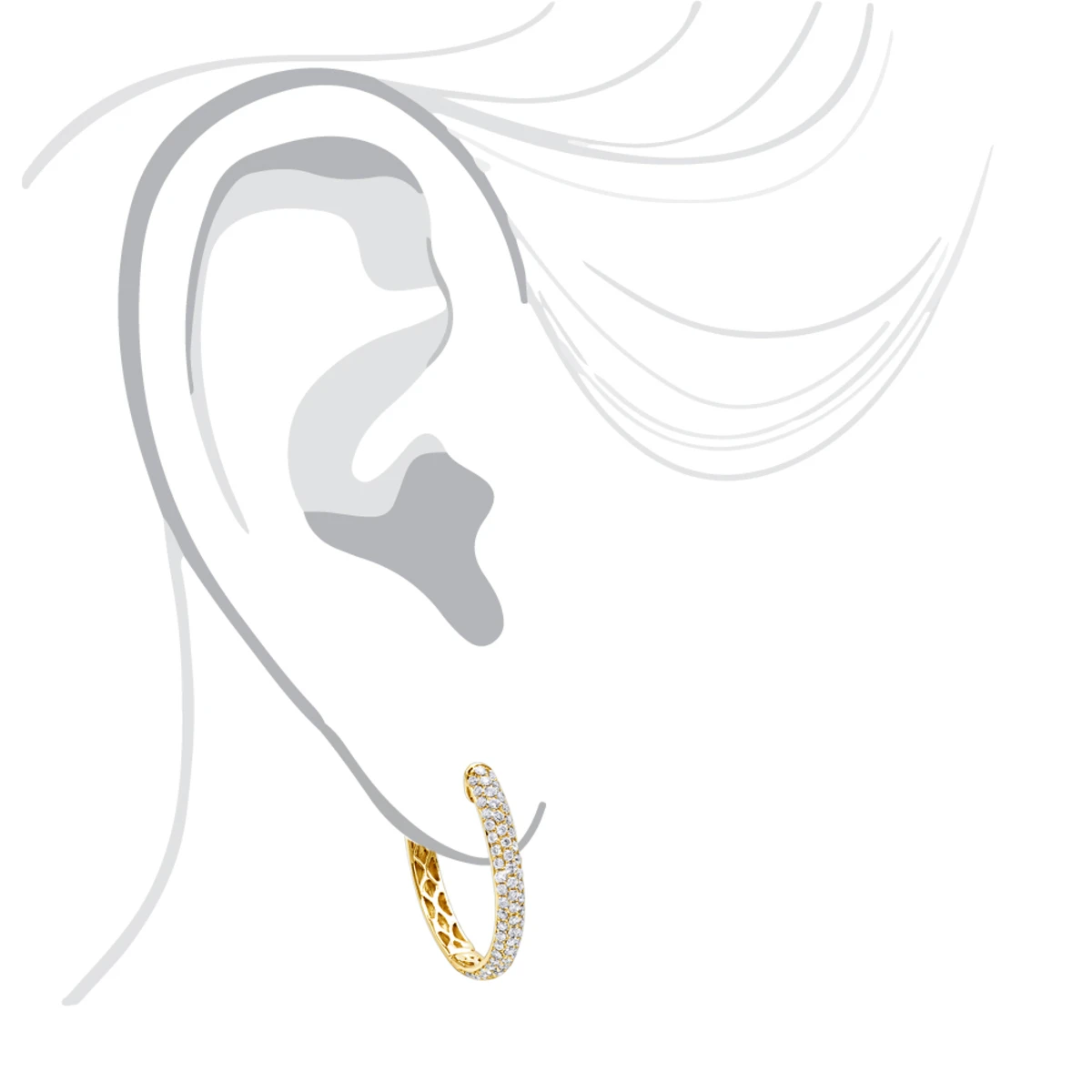 Ladies 14K White Gold 1 Inch Diamond Hoop Earrings Small 0.9ct 8 Ladies 14K White Gold 1 Inch Diamond Hoop Earrings Small 0.9ct - Image 8