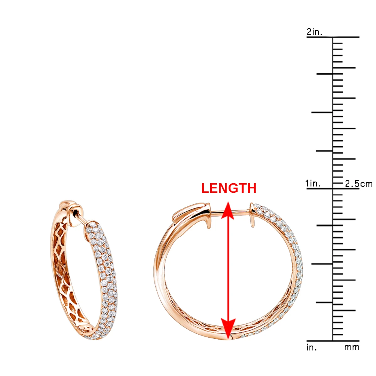 Ladies 14K White Gold 1 Inch Diamond Hoop Earrings Small 0.9ct 12 Ladies 14K White Gold 1 Inch Diamond Hoop Earrings Small 0.9ct - Image 12