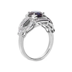 Ladies Blue Sapphire And Diamond Ring 14K White Gold 0.34ctd 1.00cts -Urban Jewels Shop ladies blue sapphire and diamond ring 14k 034ctd 100cts p 29444 back white