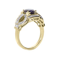 Ladies Blue Sapphire And Diamond Ring 14K White Gold 0.34ctd 1.00cts -Urban Jewels Shop ladies blue sapphire and diamond ring 14k 034ctd 100cts p 29444 back yellow