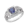 Ladies Blue Sapphire And Diamond Ring 14K White Gold 0.34ctd 1.00cts