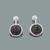 Ladies Circle Earrings With Black And White Diamonds 0.60ct 14K White Gold