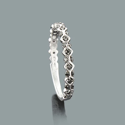 Ultra Thin Ladies Designer Black Diamond Band 0.13ct 14K White Gold 1 Ultra Thin Ladies Designer Black Diamond Band 0.13ct 14K White Gold