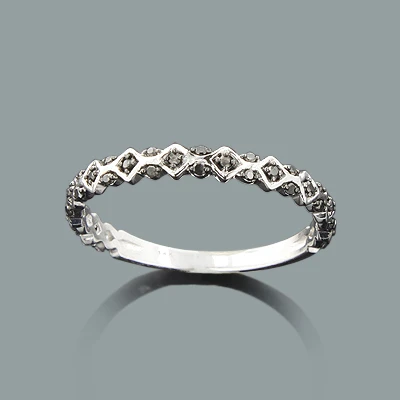 Ultra Thin Ladies Designer Black Diamond Band 0.13ct 14K White Gold 2 Ultra Thin Ladies Designer Black Diamond Band 0.13ct 14K White Gold - Image 2