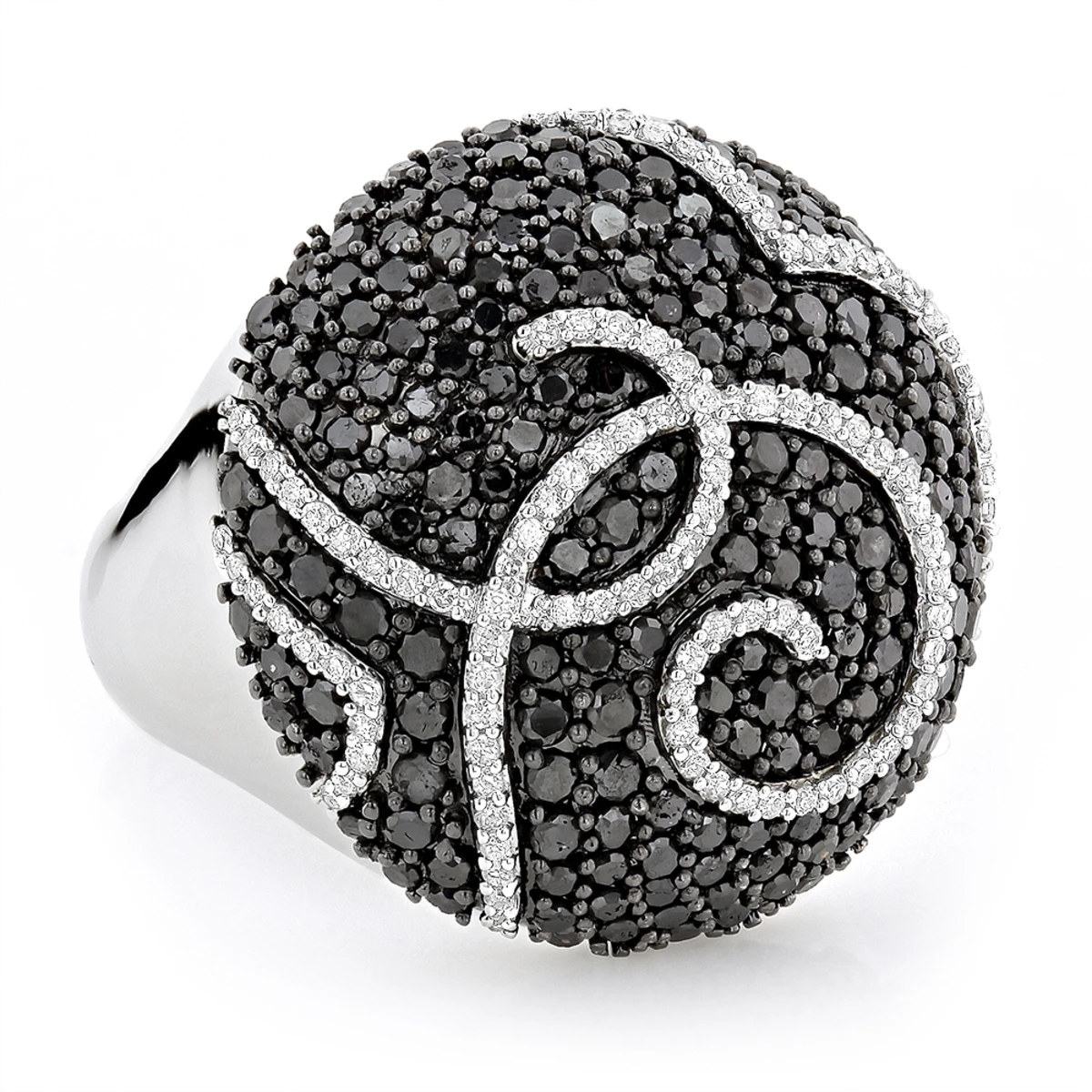 Ladies Designer Diamond Ring 2.18ct 18K White Gold Black White 1 Ladies Designer Diamond Ring 2.18ct 18K White Gold Black White