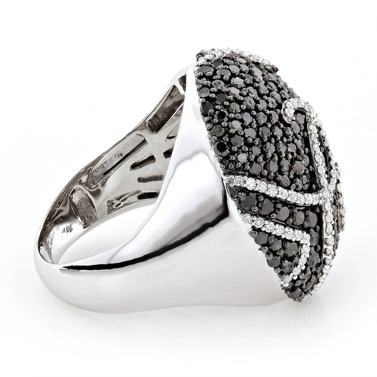 Ladies Designer Diamond Ring 2.18ct 18K White Gold Black White 2 Ladies Designer Diamond Ring 2.18ct 18K White Gold Black White - Image 2