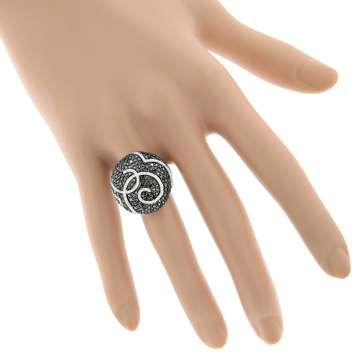 Ladies Designer Diamond Ring 2.18ct 18K White Gold Black White 3 Ladies Designer Diamond Ring 2.18ct 18K White Gold Black White - Image 3