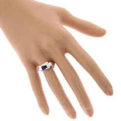 Ladies Diamond And Sapphire Ring 14K White Gold 0.13ctd 0.50cts -Urban Jewels Shop ladies diamond and sapphire ring 14k 013ctd 050cts p 29671 bodwh