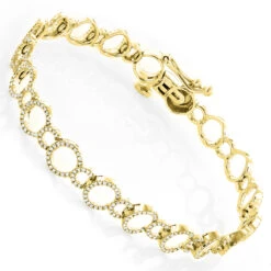 Ladies Diamond Circle Bracelet 0.9ct 14K Yellow Gold