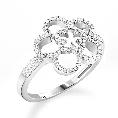 Ladies Diamond Flower Ring 0.34ct 14K White Gold 1 Ladies Diamond Flower Ring 0.34ct 14K White Gold