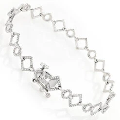 Ladies Diamond Link Bracelet 14K White Gold 0.7ct -Urban Jewels Shop ladies diamond link bracelet in 14k gold 07ct backwh
