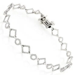 Ladies Diamond Link Bracelet 14K White Gold 0.7ct