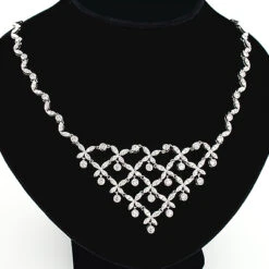 Ladies Diamond Designer Flower Necklace 4.5ct 14K White Gold -Urban Jewels Shop ladies diamond necklaces designer flower necklace 45ct 14k 4