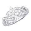 14K White Gold Cluster Diamond Ring 0.76ct For Ladies