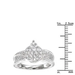 Ladies 14K White Gold Cluster Diamond Ring 0.75ct -Urban Jewels Shop ladies diamond rings 14k cluster diamond ring 088ct p 6776 rulerwh