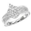 Ladies 14K White Gold Cluster Diamond Ring 0.75ct