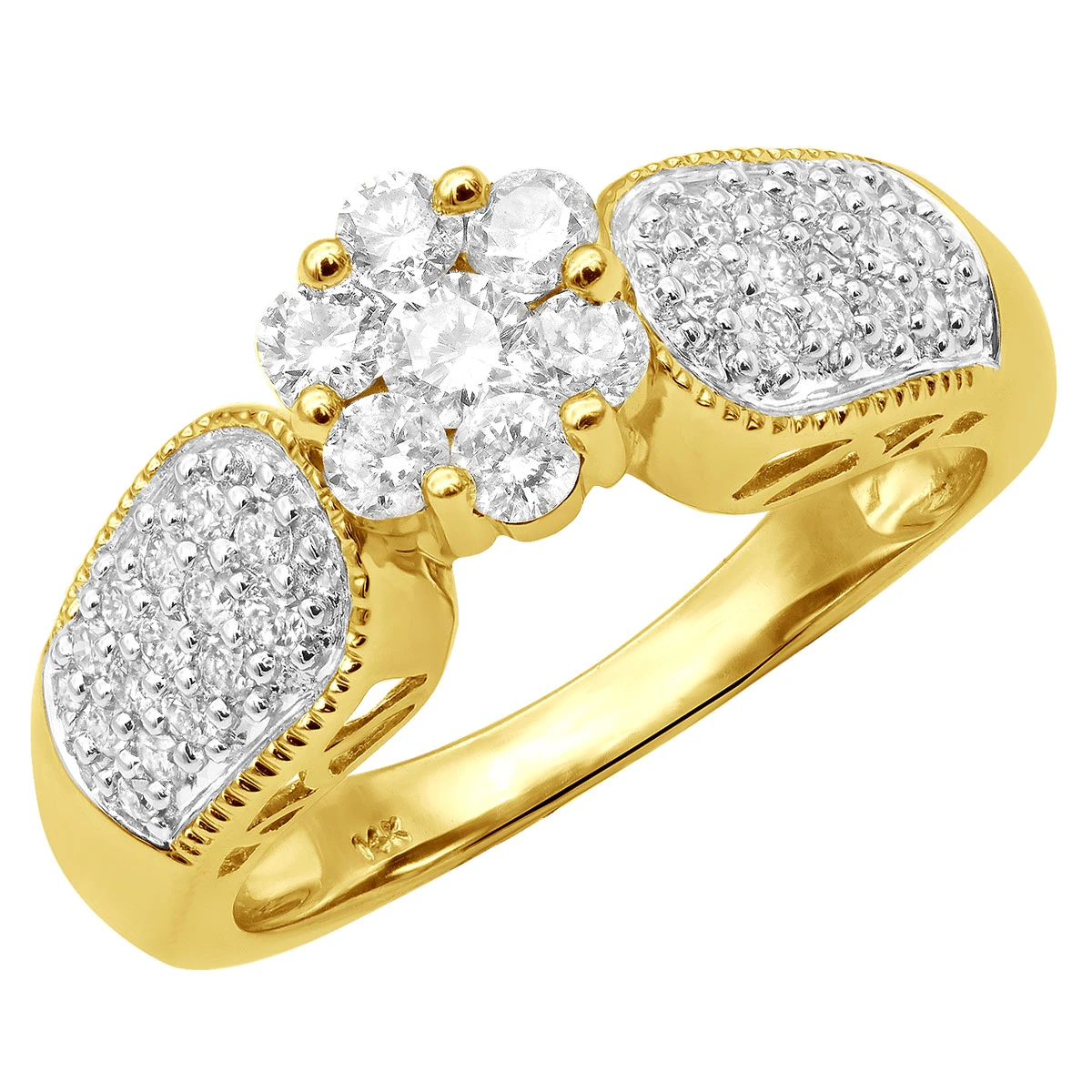 Ladies 14K White Gold Cluster Diamond Ring 0.99ct 2 Ladies 14K White Gold Cluster Diamond Ring 0.99ct - Image 2