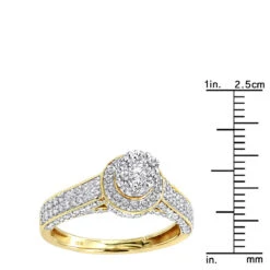 Affordable Cluster Diamond Engagement Ring For Women W Halo 0.9ct 14K Yellow Gold -Urban Jewels Shop ladies diamond rings 14k cluster diamond ring 105ct p 6796 rulerye