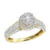Affordable Cluster Diamond Engagement Ring For Women W Halo 0.9ct 14K Yellow Gold