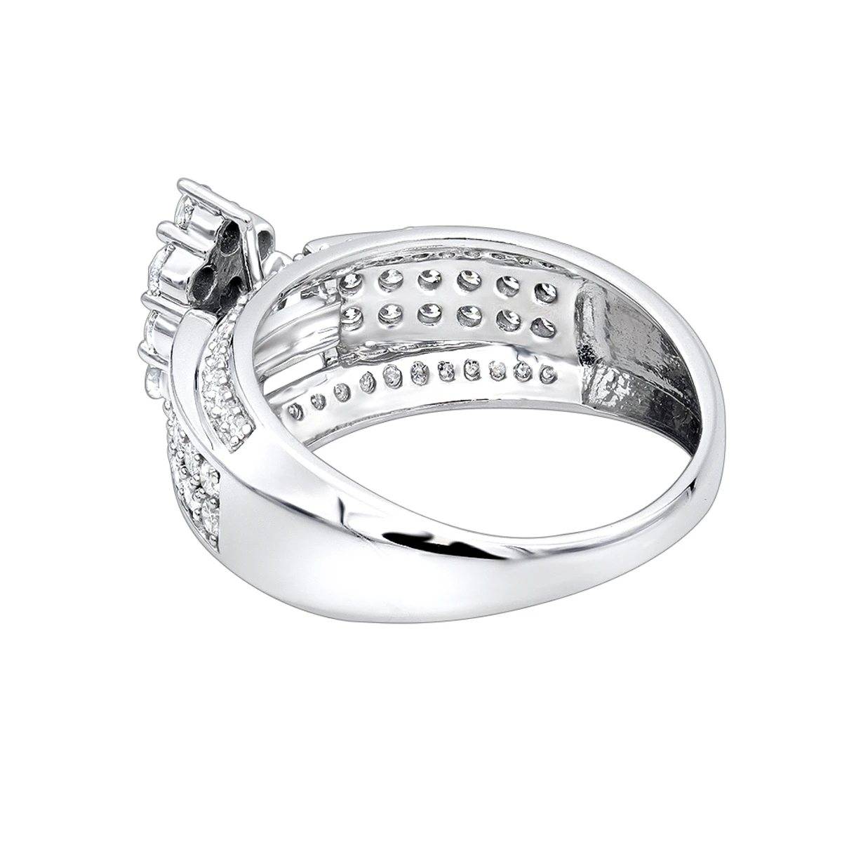 Ladies 14K White Gold Cluster Diamond Ring 1.55ct 4 Ladies 14K White Gold Cluster Diamond Ring 1.55ct - Image 4