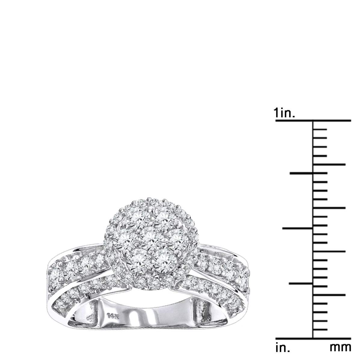 14K White Gold Cluster Diamond Ring 1.6ct For Ladies 6 14K White Gold Cluster Diamond Ring 1.6ct For Ladies - Image 6