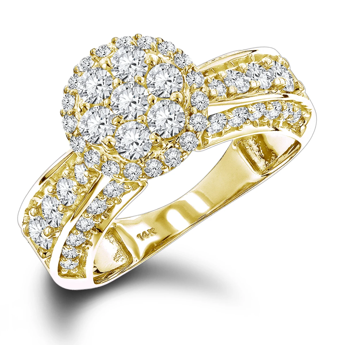 14K White Gold Cluster Diamond Ring 1.6ct For Ladies 2 14K White Gold Cluster Diamond Ring 1.6ct For Ladies - Image 2