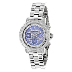 Diamond Luxurman Montana Blue MOP Watch 2ct For Ladies