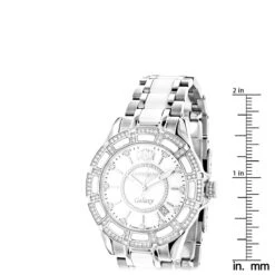 Ladies Diamond Luxurman White Ceramic Watch 1.25ct MOP Galaxy -Urban Jewels Shop ladies diamond watches luxurman white ceramic watch 125ct mop galaxy ruler