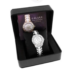 Ladies Diamond Luxurman White Ceramic Watch 1.25ct MOP Galaxy -Urban Jewels Shop ladies diamond watches luxurman white ceramic watch 125ct mop galaxybox