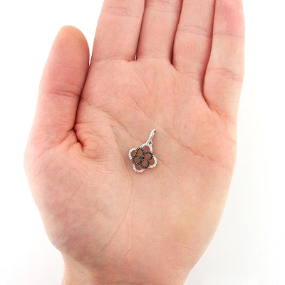 Ladies Flower Pendant With Black And White Diamonds 0.28ct 14K White Gold 3 Ladies Flower Pendant With Black And White Diamonds 0.28ct 14K White Gold - Image 3