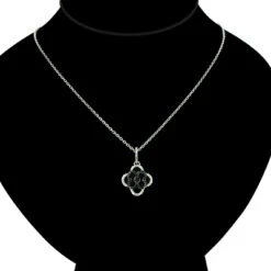 Ladies Flower Pendant With Black And White Diamonds 0.28ct 14K White Gold 7 Ladies Flower Pendant With Black And White Diamonds 0.28ct 14K White Gold -Urban Jewels Shop ladies flower pendant with black and white diamonds 028ct 14k gold 4