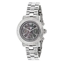 Ladies Genuine Diamond Watch By LUXURMAN 0.3ct Black MOP