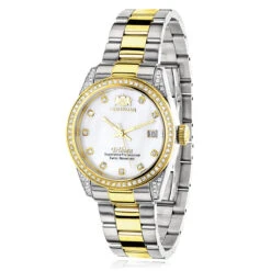 Ladies Luxurman Tribeca Two Tone Yellow Gold Plated Diamond Watch 1.5ct