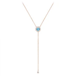 Ladies March Birthstone Customizable 14K Yellow Gold Diamond Aquamarine Y Necklace -Urban Jewels Shop ladies march birthstone jewelry customizable 14k gold diamond aquamarine y necklace 000515 ro